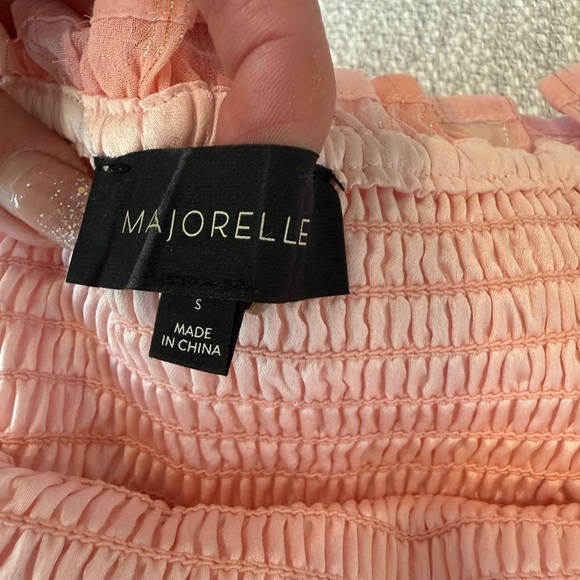 Majorelle Revolve Peach Smocked Off Shoulder Puff Sleeve Top S - Picture 4 of 6